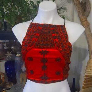 UO embroidered beaded open back top